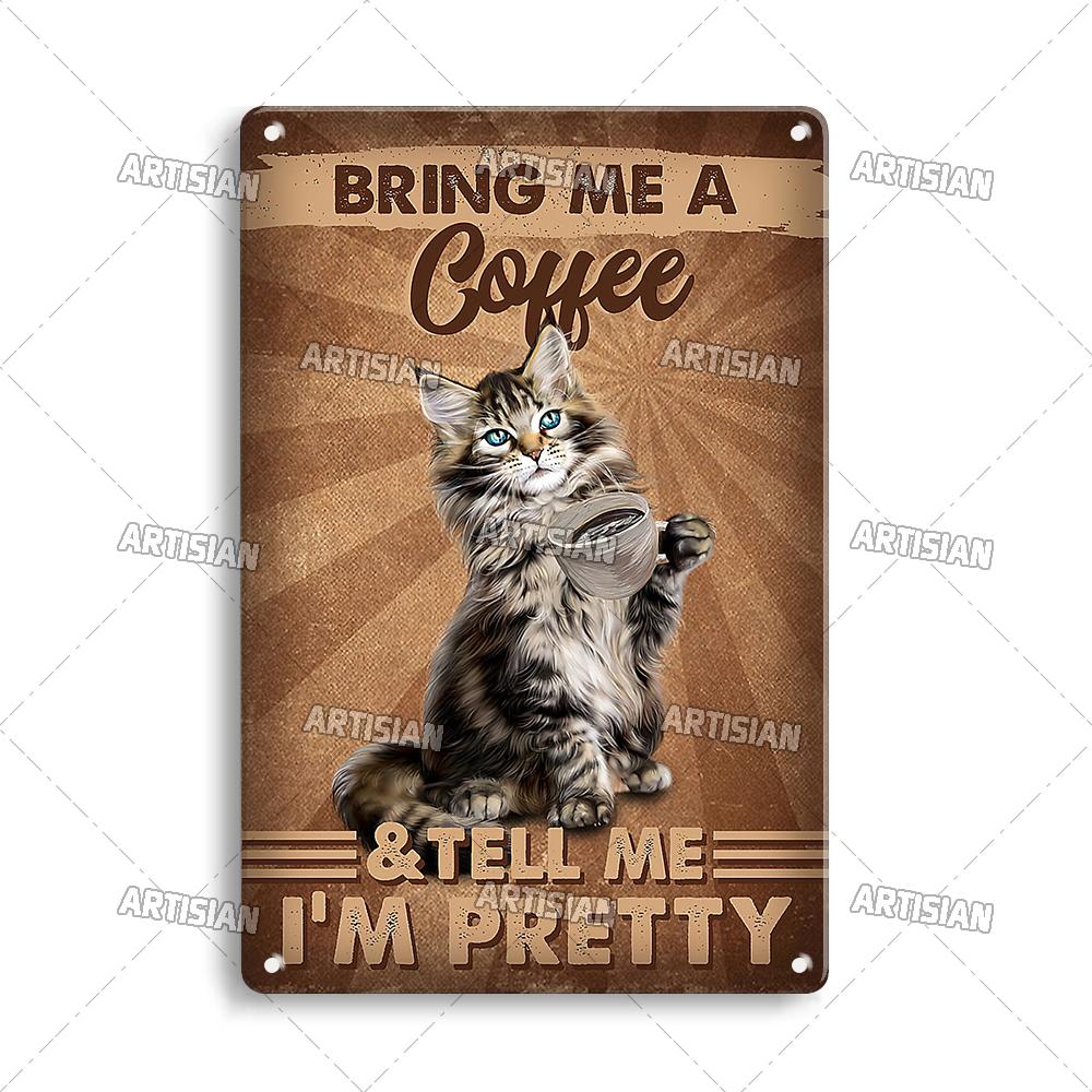 Артизан черный кот ретро металлический постер забавный питомец винтажный декоративный жестяной знак гараж бар паб клуб кухня дом человек пещера настенный декор