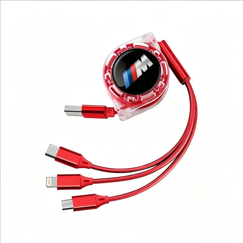 CTCE1 3 - in - 1 Retractable Multi - Charger Cable with Micro USB and Type - C For BMW X1 X2 X3 X5 X4 X6 F20 F10 F07 E70 E46 / Sticke