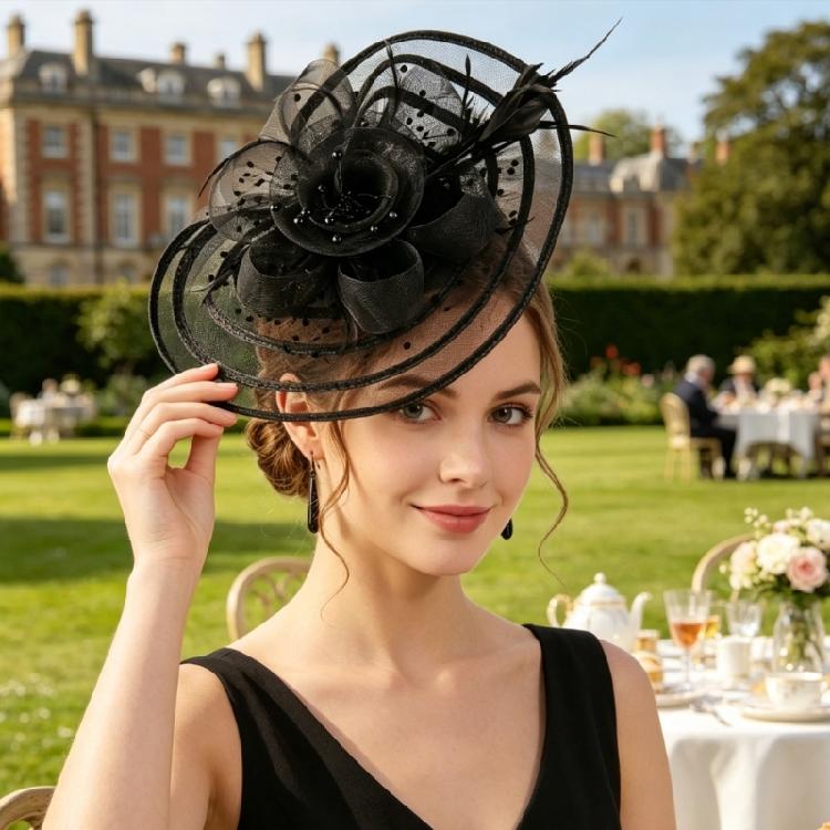Шляпа-дерби с заколкой-зажимом Fascinator Головной убор для женщин Формальное мероприятие Свадебные аксессуары Вечеринка-коктейль Украшение для волос