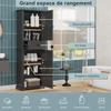 56 X 28 x 167.3cm bathroom cabinet, finished moisture-resistant lacquer, upper and lower cabinets + middle drawer, adjustable shelves, black handles.