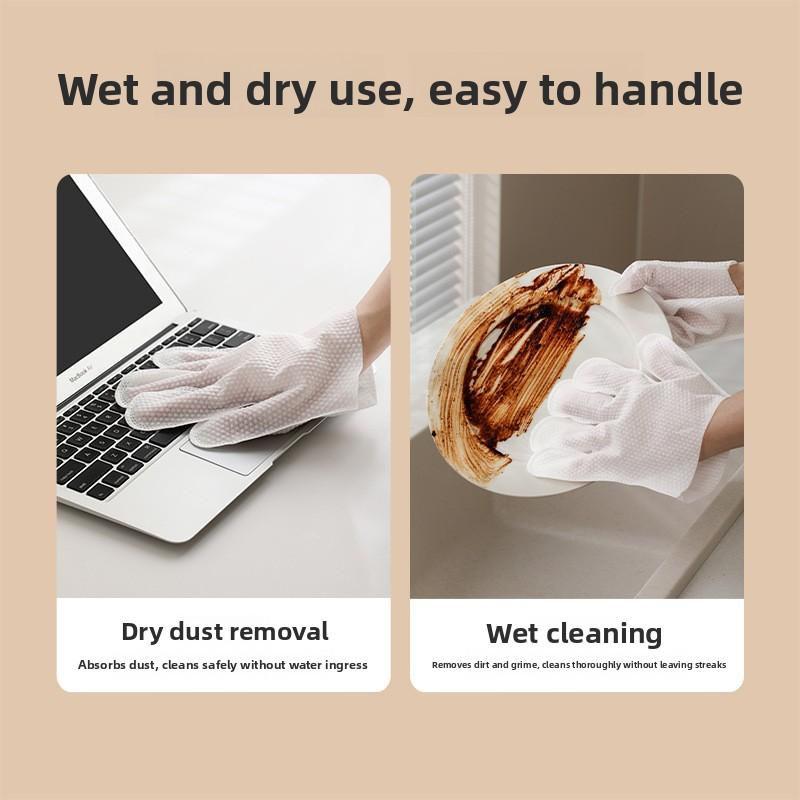 Lazy Rag Disposable Gloves Dust Cleaning Paper Kitchen Dishwashing Dry and Wet Dust Removal Gloves