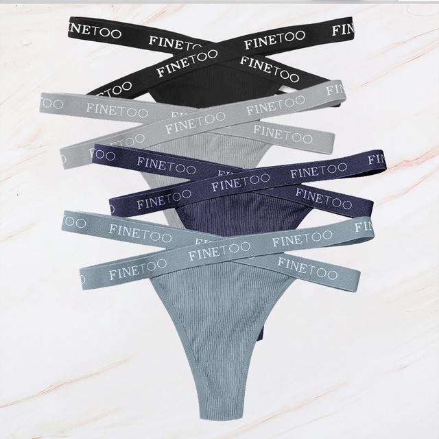 FINETOO 4PCS/Lot Sexy Cross Strap Cotton G-String Women's Panties FINETOO Letter High Waisted Fashion Thongs Panty Lingerie M-XL