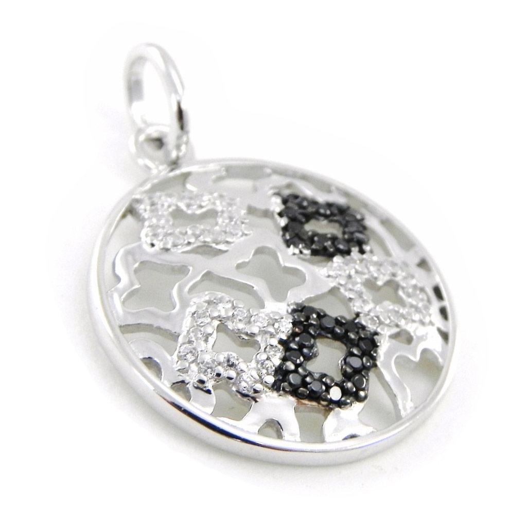 Les Trésors De Lily [I9078] - Серебряный кулон 'Роми' черно-белое серебро (родиевое покрытие) - 20 мм