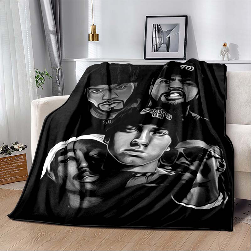 3D Vintage Hip Hop Star Portrait Flannel Blanket Ultra Soft Throw Blanket Sofa Bed All Season Bedspread Home Decor Fans Gift