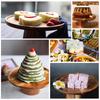 High Stand Wooden Cake Plate Creative Food Serving Trays Multi-Use Eco Naural Wood Dessert Fruit Snack Plate