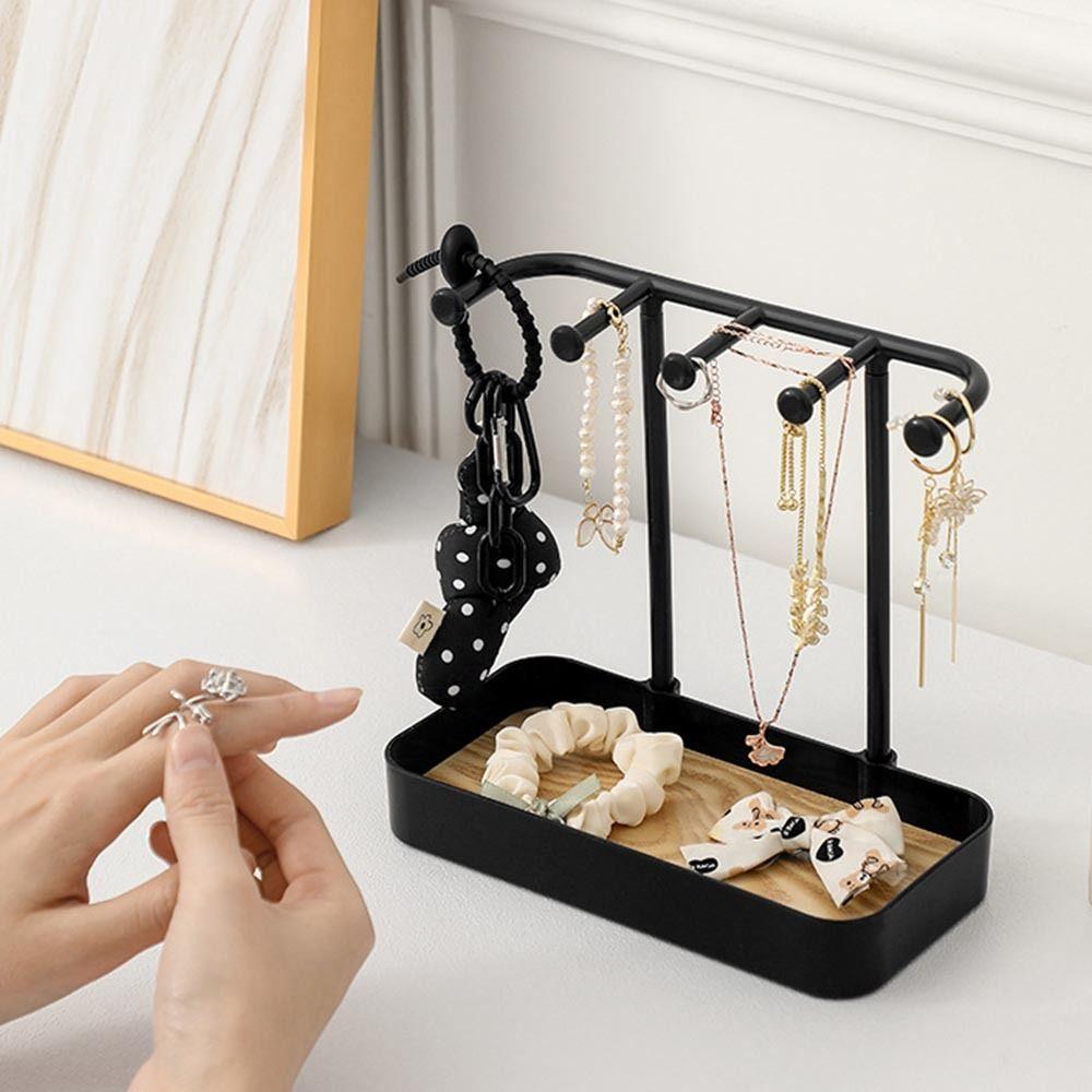 with Storage Box Base Earrings Display Rack Wooden Jewelry Holder  Shower Accessories