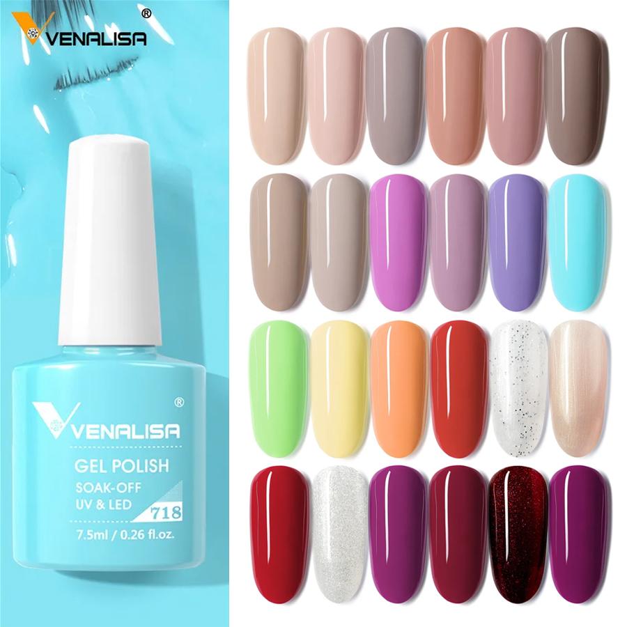 Venalisa Upgraded Gel Nail Polish 7.5ml High Pigmentation Glitter Gel Lacquer Soak Off Nail Art Manicure Gel