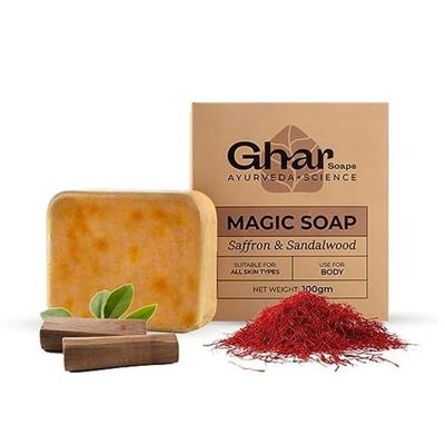 Ghar Soaps Мыло для ванны с сандаловым деревом и шафраном для сияющей, осветляющей и освежающей кожи (100 г, упаковка 1 шт.)