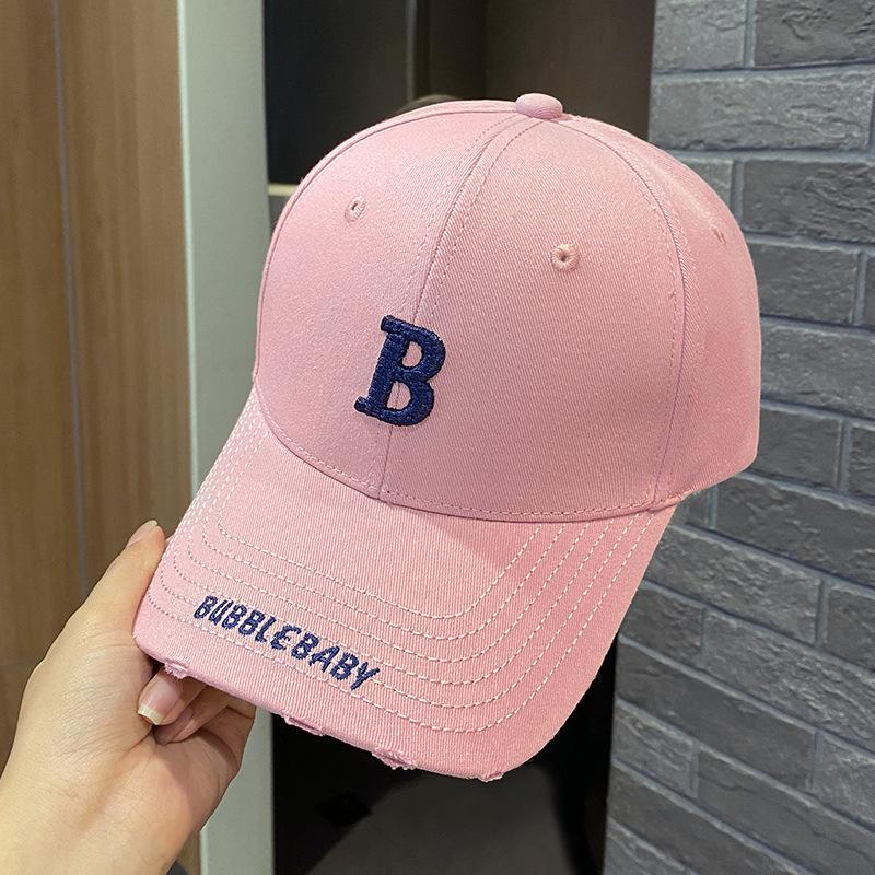 Alphabet Baseball Cap Women'S Hat Hard Top Wide Brim Big Head Circumference Cap Men'S Sun Protection Visor Thin
