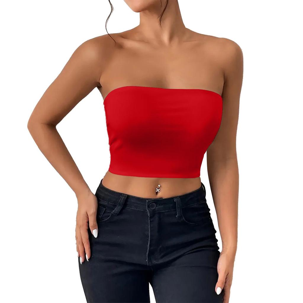 Women's Fashion Sexy Neckless Slimming Tank Top Outer Wear Solid Color Tank Top