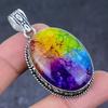 Подвеска из натурального радужного солнечного кварца ручной работы из стерлингового серебра 925 пробы 2,21 дюйма A4T20