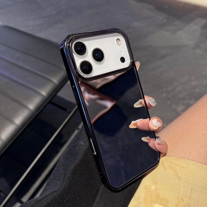 Защитный чехол для iPhone 15, совместимый с зеркалом для макияжа, гальванизированный, для iPhone 17 Air, с большим отверстием.