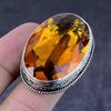 Медовый топаз драгоценный камень ручная работа серебро 925 пробы подарок ювелирное изделие кольцо размер 9 O0Z50