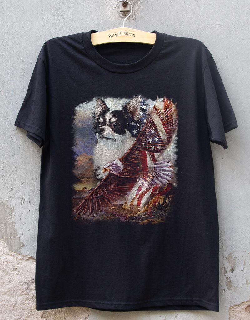 HOT Chihuahua American Patriot Black Heavy Cotton T-Shirt