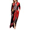 Lady Dress Dress Lapel Long Sleeve Pocket Plus Size Single Breasted Maxi Dress Sexy Leopard Geometric Patchwork Print Dress
