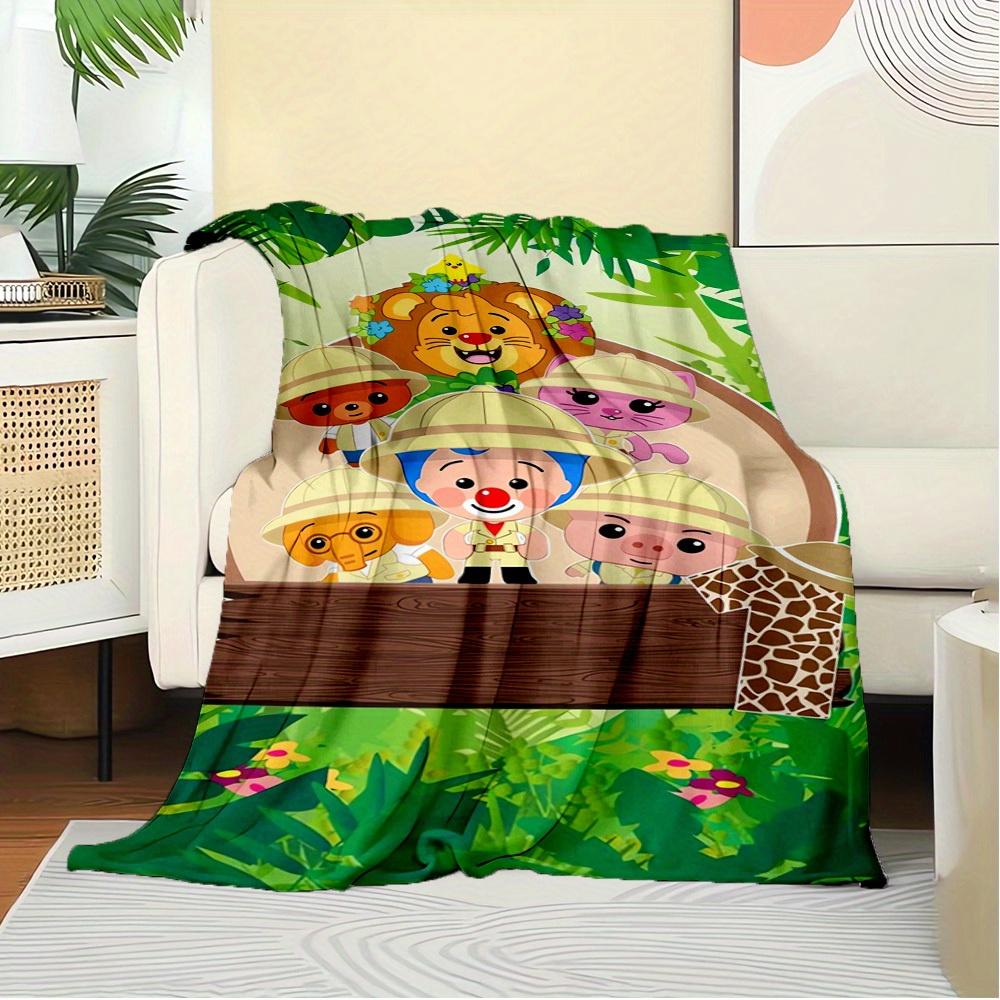 1pc Jungle Adventure,Safari Friends,Plim Plim Digital Print Flannel Blanket - Contemporary Style, Suitable for All Seasons, Perfect for Home