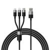 Baseus StarSpeed Tri-Connector USB Cable: Micro USB/Lightning/USB-C, 3.5A, 1.2m, Black