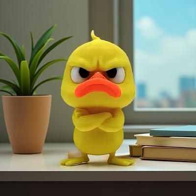 Статуэтка Гневливой Желтой Утки - Игривая Фигурка со Скрещенными Руками, Декор для Рабочего Стола, Дома, Рабочего Места, Подарок для Детей