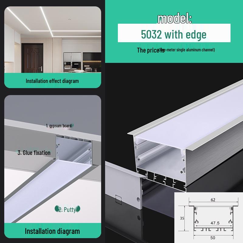 Seamless Linear Recessed LED Light Channel - Aluminum Strip Slot Design
