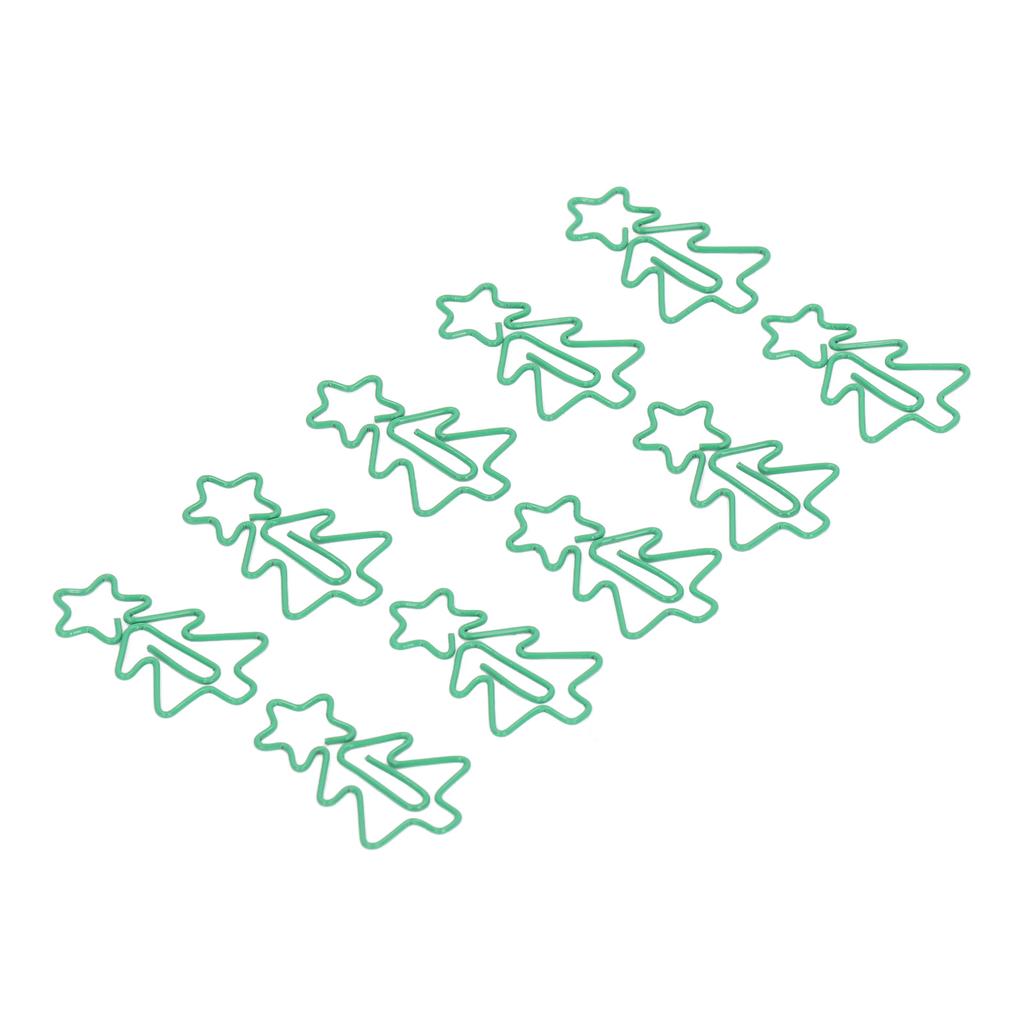 100 Pcs Shaped Paper Clips Green Christmas Tree Shape Metal Electroplating Process Portable Office