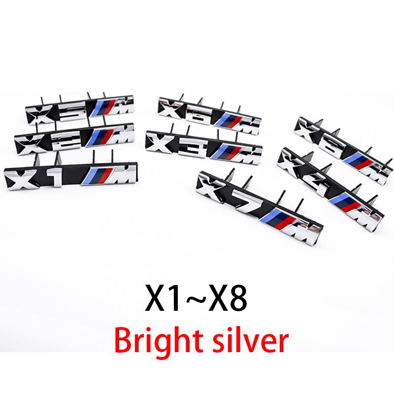 AAAQT1 M Logo Car Front Hood Grille Badge For BMW M1 M2 M3 M4 M5 M6 M7 M8 X3M X4M X5M X6M ABS Glossy Black X Emblem Front Grille Badge