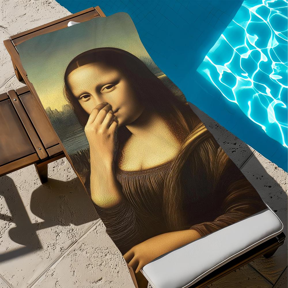 M-mona L-lisa funny art Towel Large Quick-Drying Microfiber soft Beach Towel for Travel Fitness Sauna Bathing Camping