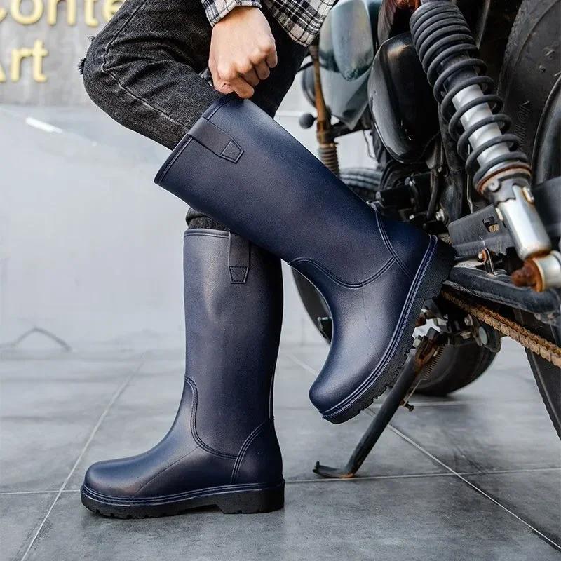 Модные резиновые сапоги для мужчин, водонепроницаемые, устойчивые, фермерские, мужские, высокие, длинные, грязевые, городские, резиновые, оригинальные, износостойкие, новые