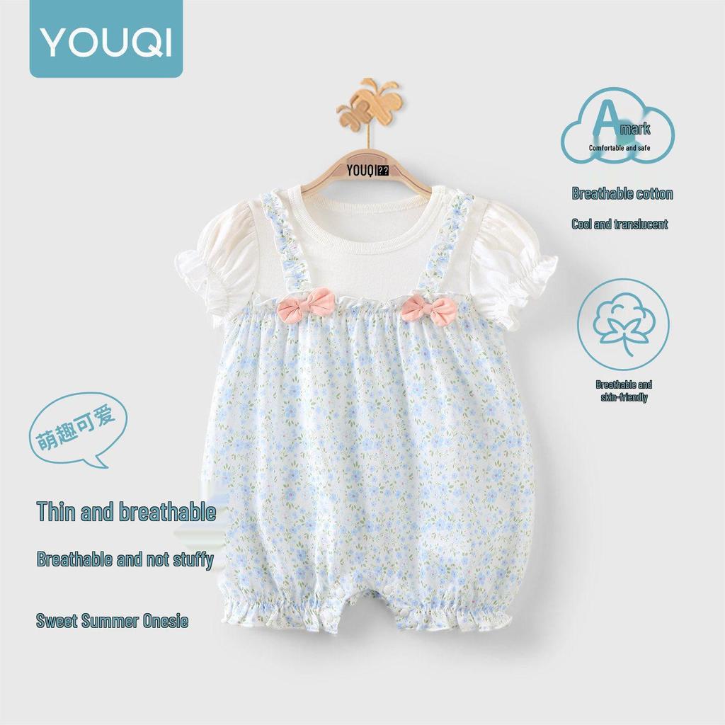 Летний комбинезон для девочки Youqi из модала - Милое платье-боди с коротким рукавом.