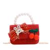 Charming Red Pearl Handbag For Girls Adorable Small Shoulder Bag For Kids