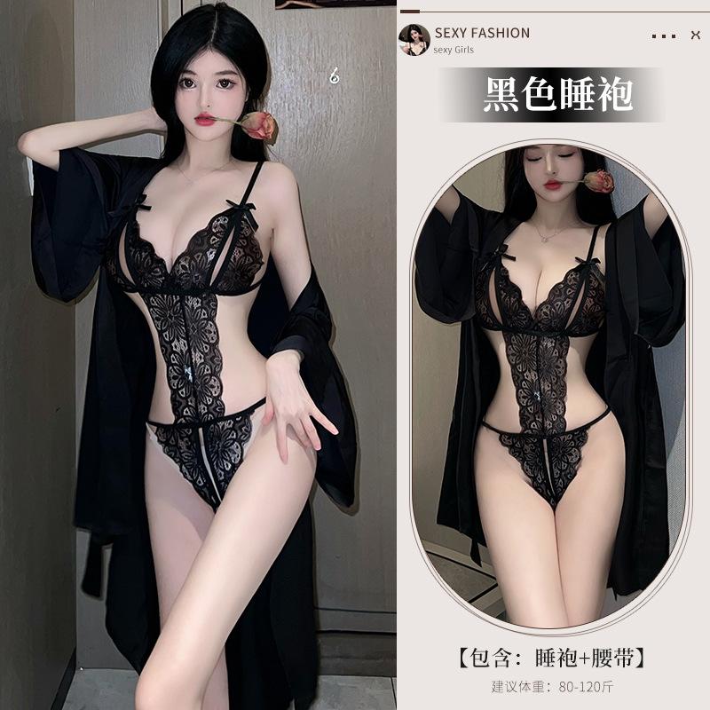 Sexy lingerie lace open crotch free onesie sexy temptation uniform perspective hollow