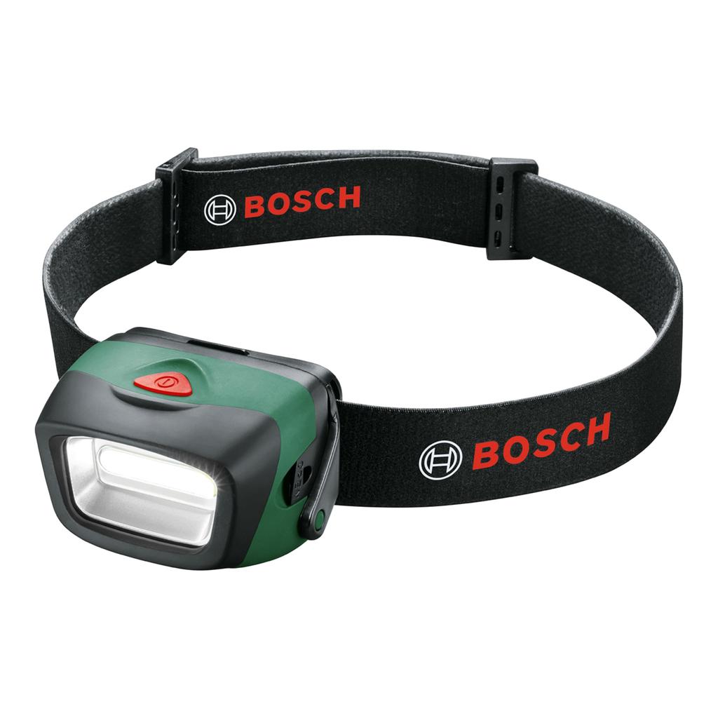 Налобный фонарь Bosch, на батарейках, 190 люмен, водо- и пылезащищенный, 9 настроек угла наклона, 3 режима освещения, легкий (58г), для Аварийной