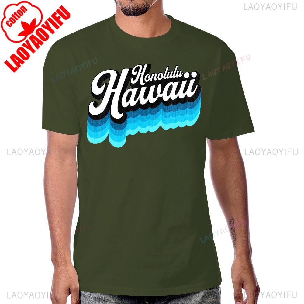Летний Стиль Повседневная Хлопковая Футболка OAHU Honolulu HAWAII Уличная Одежда С Коротким Рукавом Мужская Футболка Harajuku Хип-Хоп Дышащая Комфортная Футболка