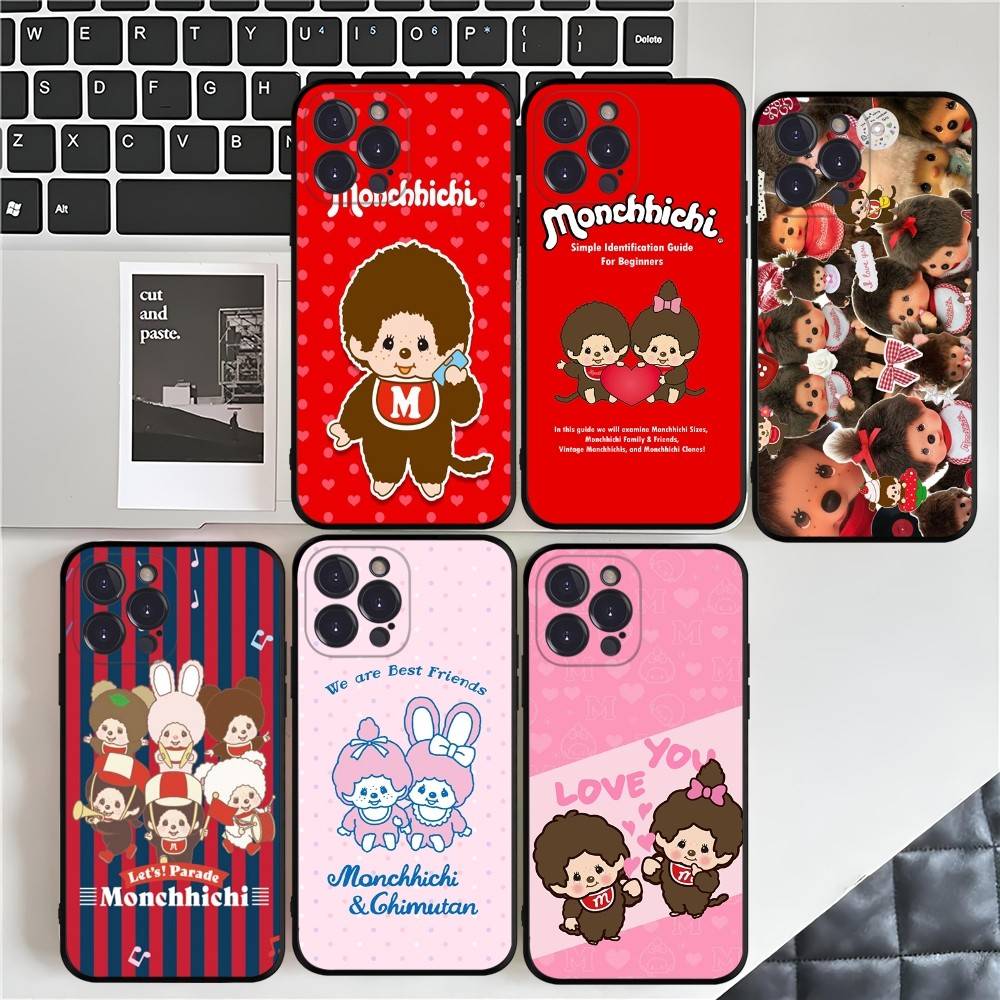 Cute M-Monchhichis-a Phone Case For IPhone 17 16 15 14 13 12 11 Pro Max Plus Mini Silicone Black Cover