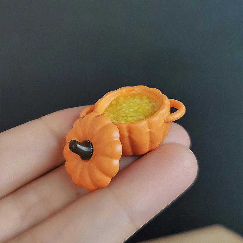 Кукольный домик Мини Кастрюля для тыквенного супа Симуляция Пшенная каша Миниатюрная Кукольная кухня Украшение на Хэллоуин Для Кукольных аксессуаров