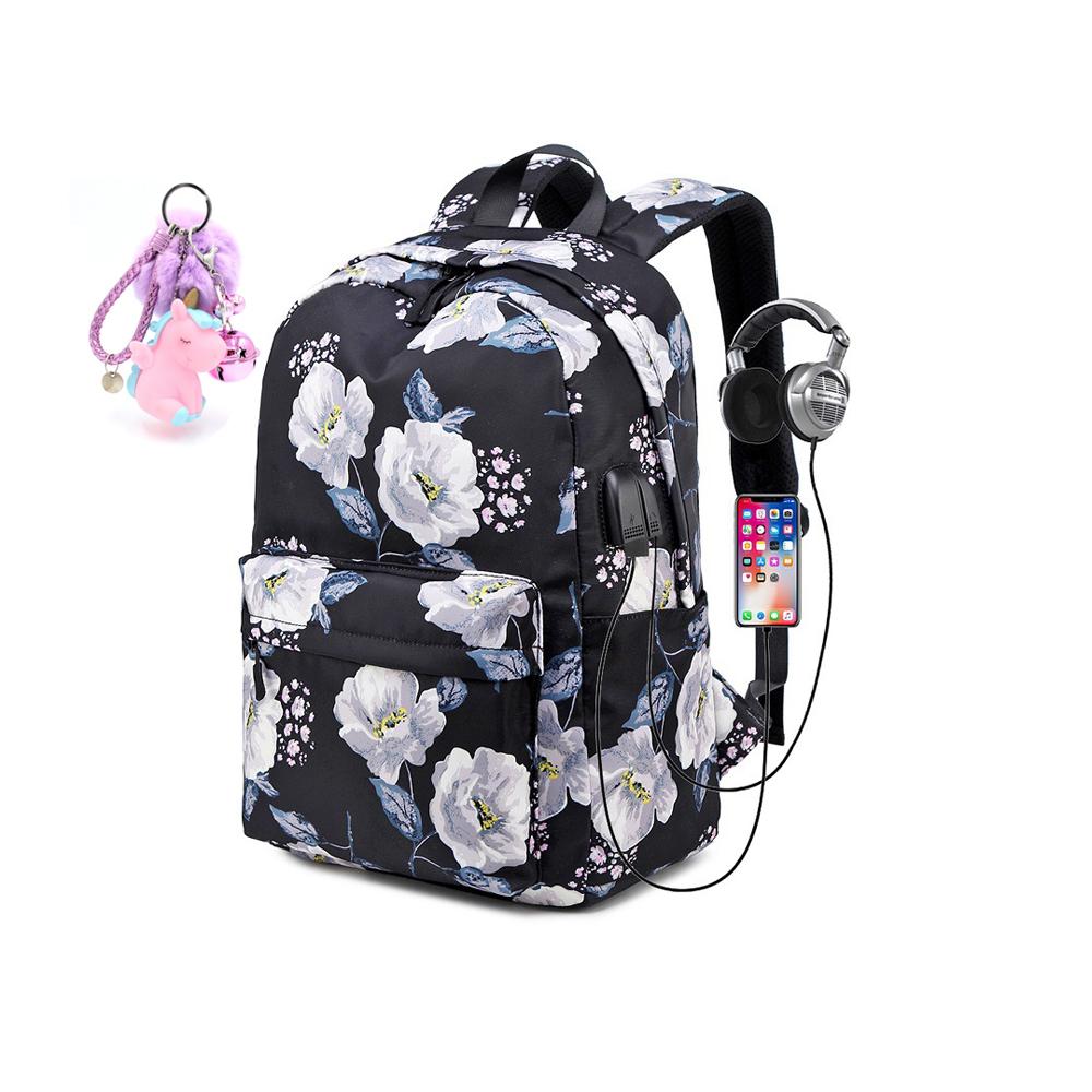 Floral Girls Backpack for School Lightweight Bookbags Satchel College Bags Teen Girls Kids School Bag Set Women Travel Daypack