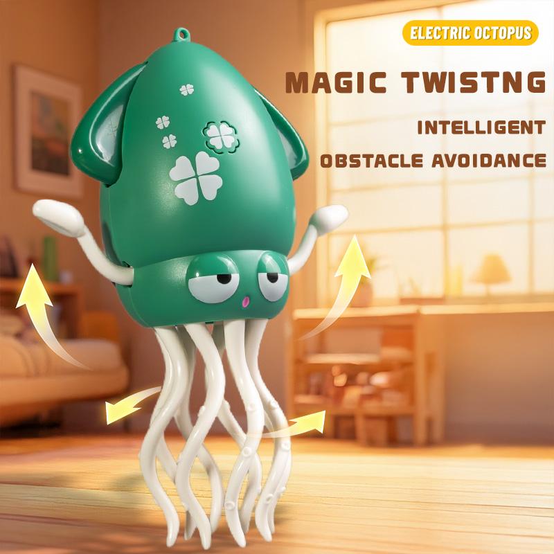 Electric Dancing Squid Toys for Kids Sound and Lights Obstacle Avoidance Crawling Simulation Octopus Baby Funny Interactive Toy
