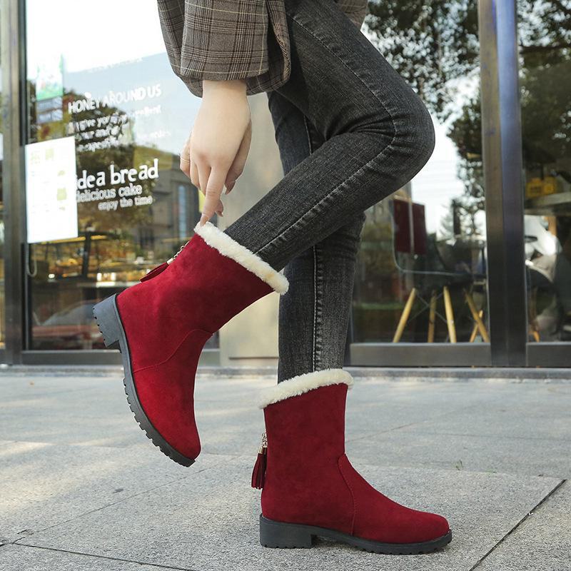 Женские замшевые ботинки Martin - Осень/Зима 2021, короткие, с плоской подошвой, круглым носком, с хлопковой подкладкой для снегоступов