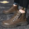 2024 Men's Vintage Work Shoes Autumn and Winter Thick Soled High Non Slip Casual Leather Boots Chelsea Desert Waterproof Boots