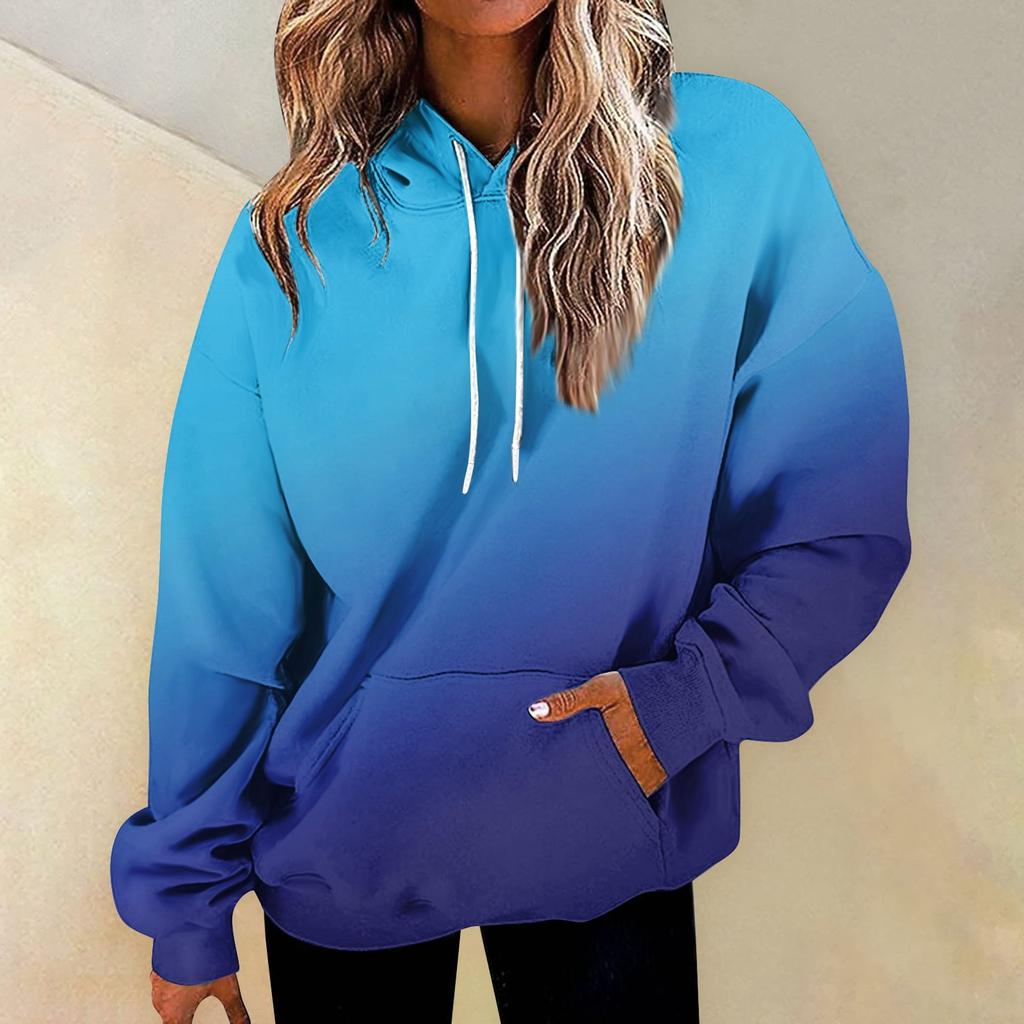 Women's Fashion Daily Versatile Casual Crewneck Sweatshirts Graphic Daily Long Sleeve Gradient Patchwork Printed Top Sweatshirts