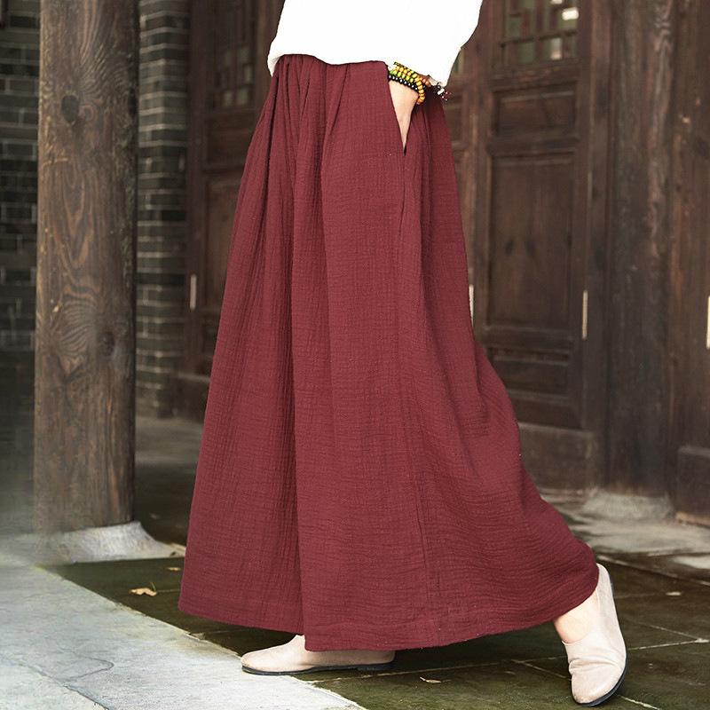 Spring Fashion Cotton Wide Leg Pants Plus Size Female Loose Casual Cotton Linen Pants Trouser Vintage Long Pants