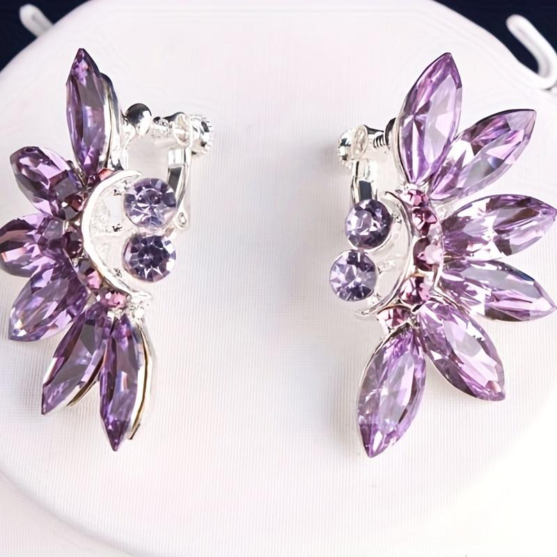 Атмосферные свадебные аксессуары высокого класса, фиолетовое колье-корона, набор серег, комплект для свадебного платья, свадебные аксессуары, сценическое выступление