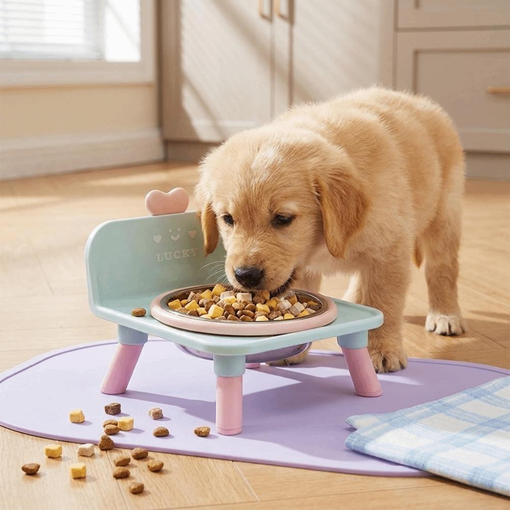 Anti-slip Dog Water Bowl High-foot Elevated Pet Feeder Love-heart Pet Cat Bowl Indoor Use