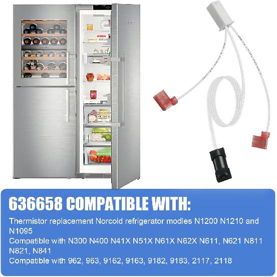 636658 Thermistor for Norcold RV Refrigerator Thermistor Parts Fits for N1200 N1210 N1095 N300 N400 N41X N51X N61X N62X Models Thermostat Sensor