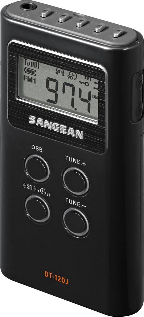[Оригинальный продукт для внутреннего рынка] Sangean DT-120J AM/FM Стерео Карманный радиоприемник, с ЖК-дисплеем, 15 станций в памяти, автопоиск, стереонаушники в комплекте, бат
