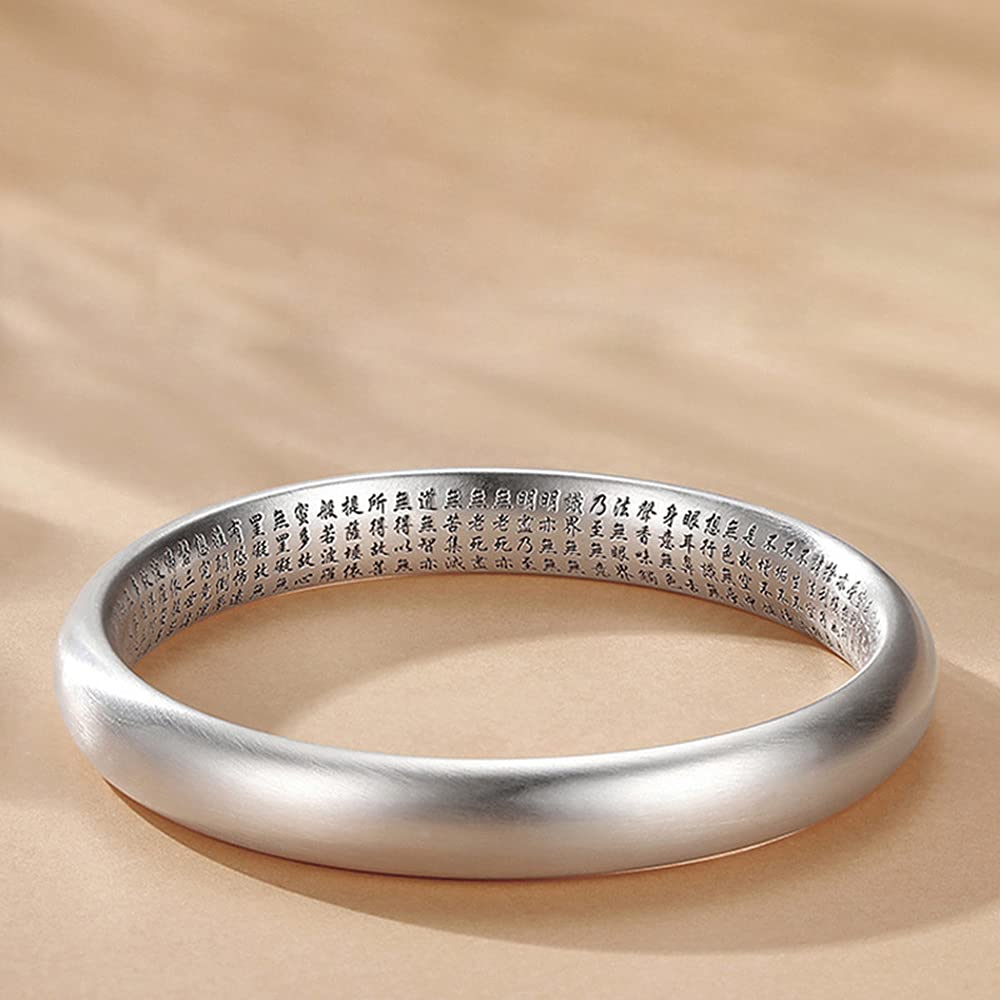 Серебряный амулет «Мантра Сердца» с гравировкой, защита от зла, модный аксессуар, женский браслет-манжета, браслет-манжета, шестислоговая мантра, зло, удача, (Хикаримэн