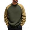 Men's And Women's Casual Color-blocked American Retro Round-neck Hoodie, Men's Long-sleeved Base Layer And Pullover Hoodie