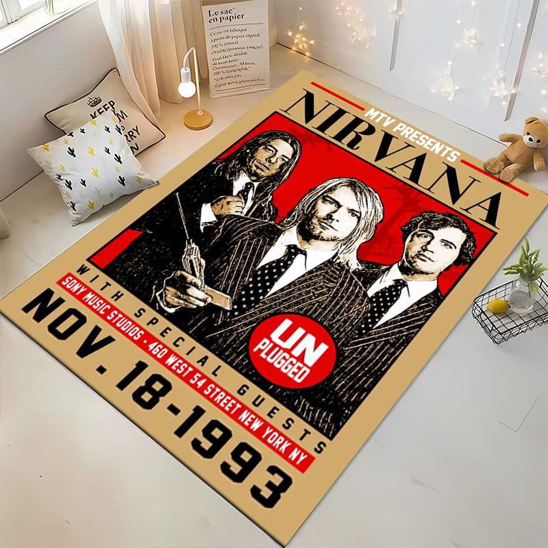 Nirvana MTV Unplugged 1993 Poster Print Design Non-slip rug suitable for living room and bedroom sofas sofas