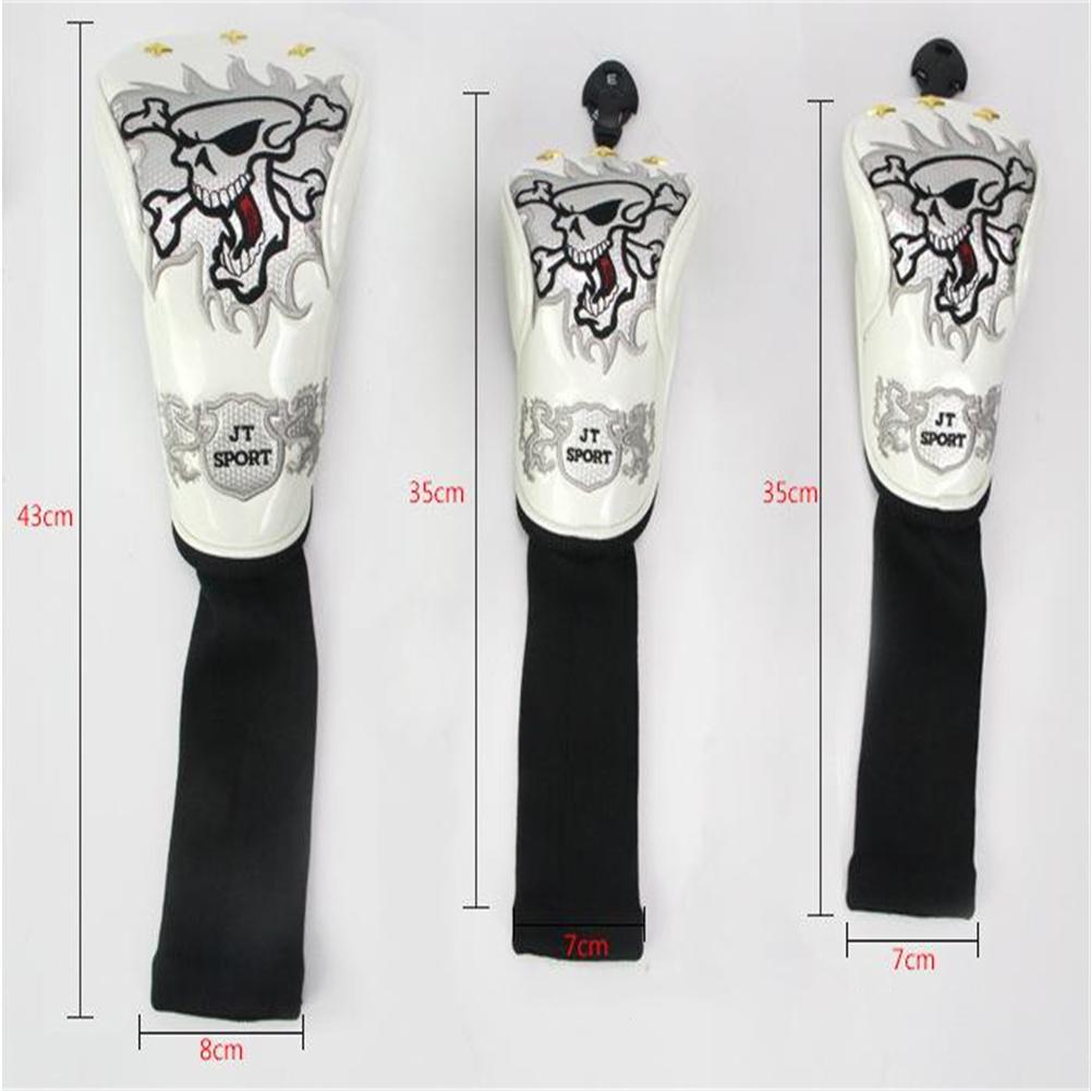 1 Set Pu Golf-sports Wood Club Head Cover Skull Pattern Exquisite Cue Cap Cover With Exquisite Embroidery Craftsmanship Cover