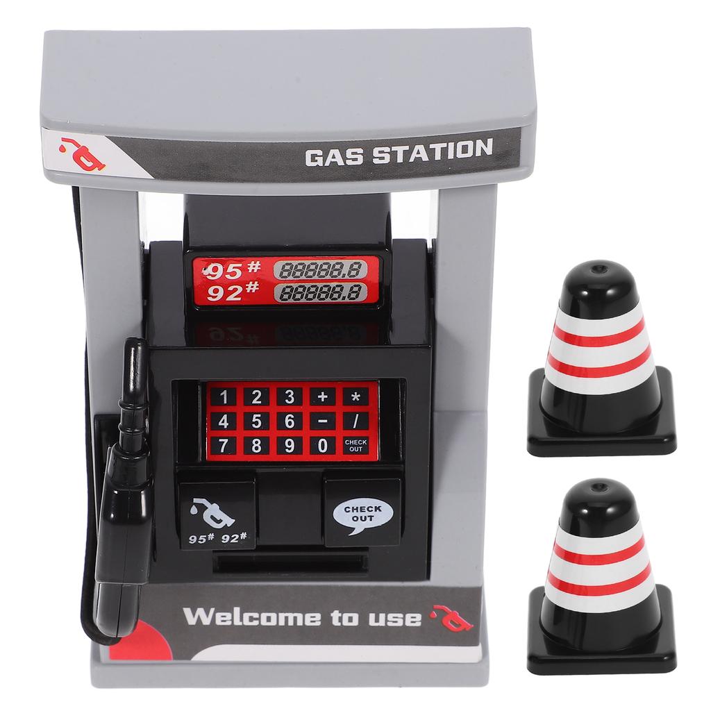 1 Set Simulation Gas Station Toys For Realistic Miniature Model Playset With Roadblocks Interactive Educational Plaything Diy