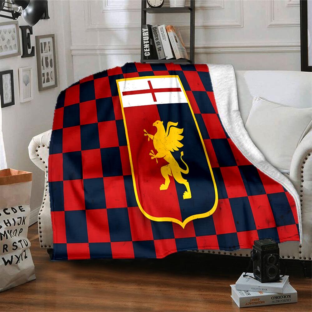 Lion Shield Genoa Flannel Blanket, Soft Polyester, Modern Design, All-Season for Camping, Travel, Gifts for holidays or birthdays